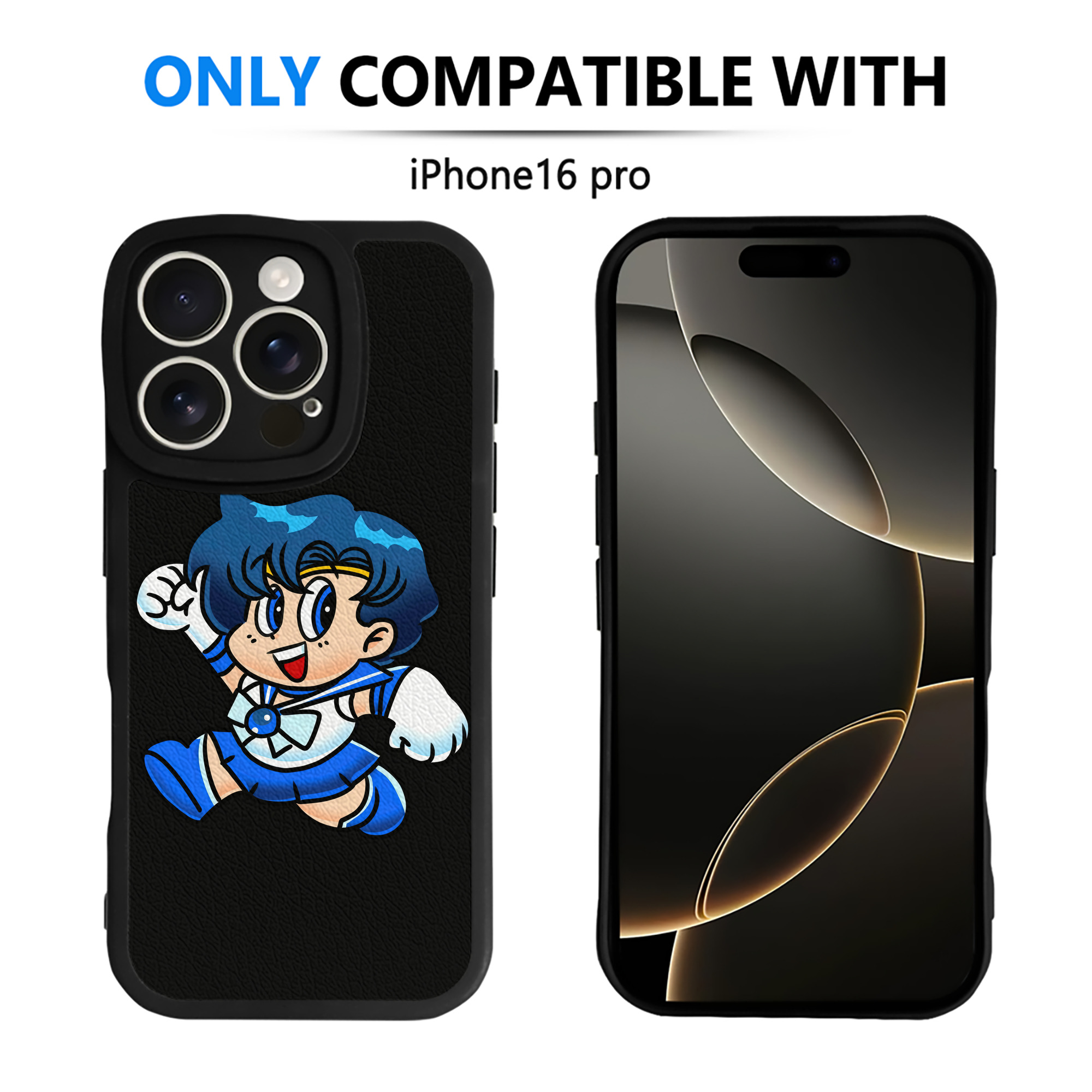 （画像用） 美少女戦士セーラームーン 水野 亜美 みずの あみ Sailor Moon Mizuno Ami 【iPhone 16シリーズ対応】シリコンスマホケース（レザー調） 材質：シリコン